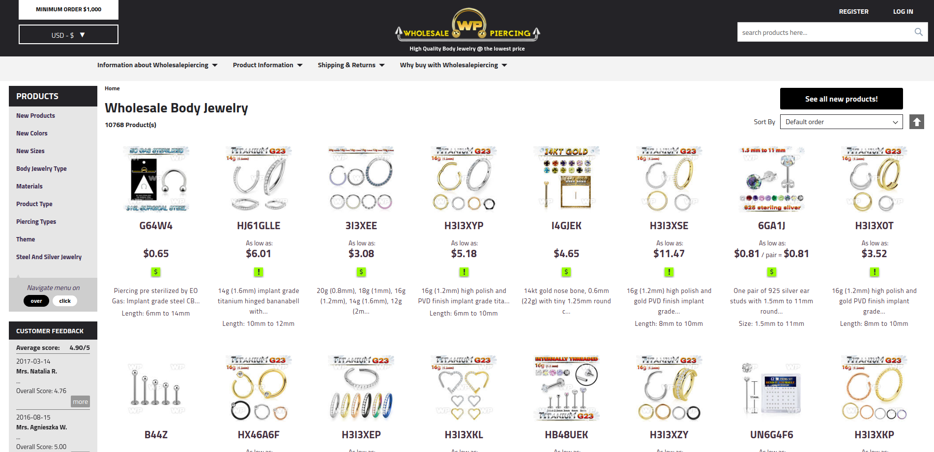 Wholesale Piercing website
